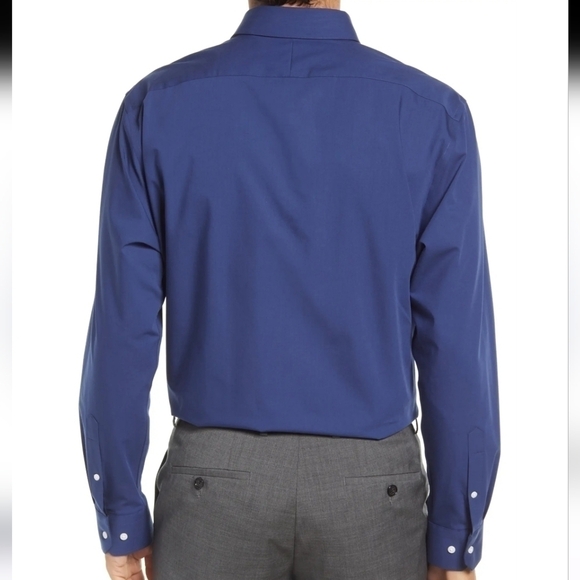 Nordstrom TechSmart Navy LongSleeve Button Up Dress Shirt Men’s Size 16.5 32-33 - Picture 4 of 16